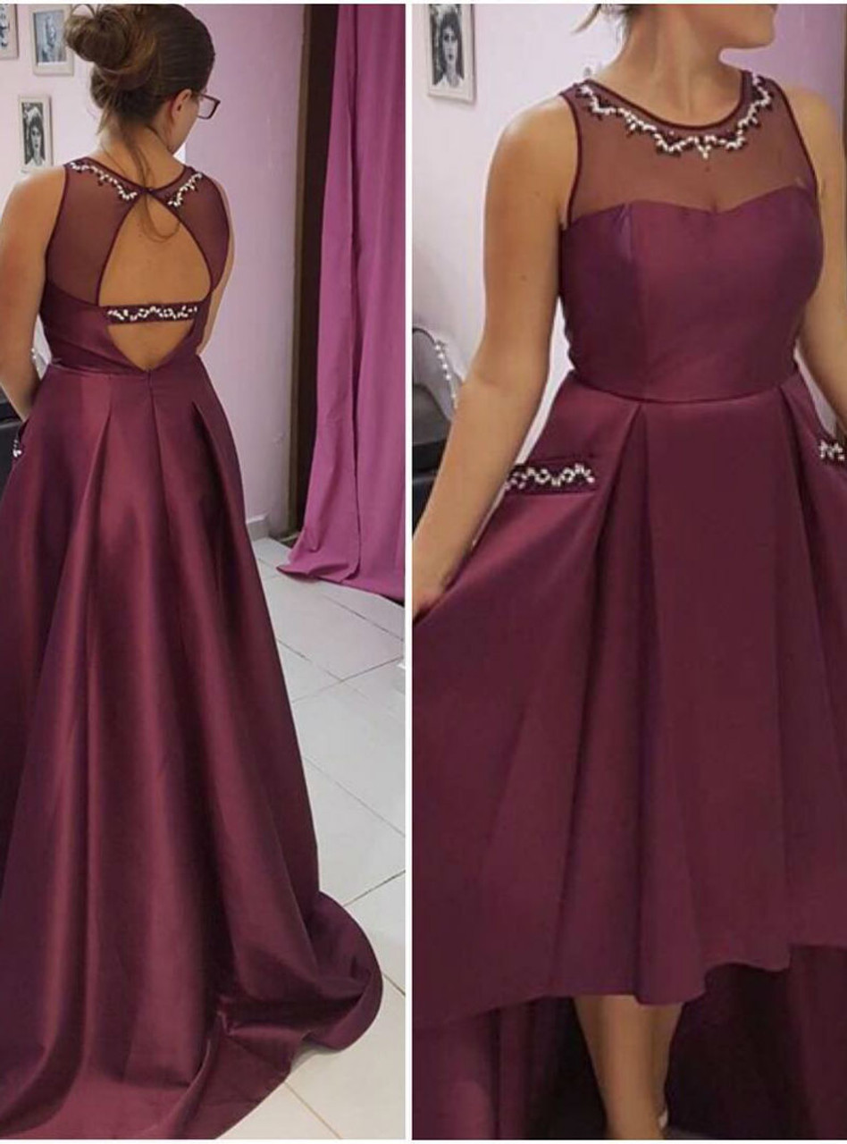 Online india long satin prom dress with pockets online