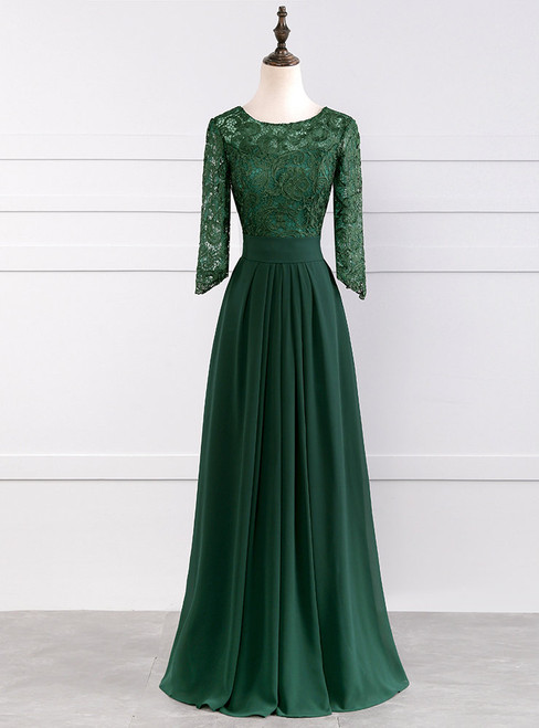 Cicinia Dark Green Mother Of The Bride Dress With Sleeves Long Stretch Fabric Mermaid V-neck main image 1