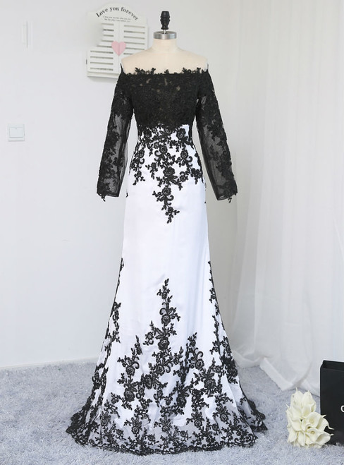 2017 Formal Celebrity Dresses Mermaid Long Sleeves Evening Dress 2017 Formal Celebrity Dresses Mermaid Long Sleeves Evening Dress Black White Liques
