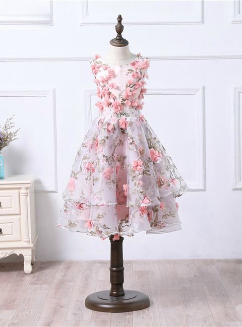 Vintage Saudi Arabia Puffy Short Lace Prom Dresses 3D Flowers