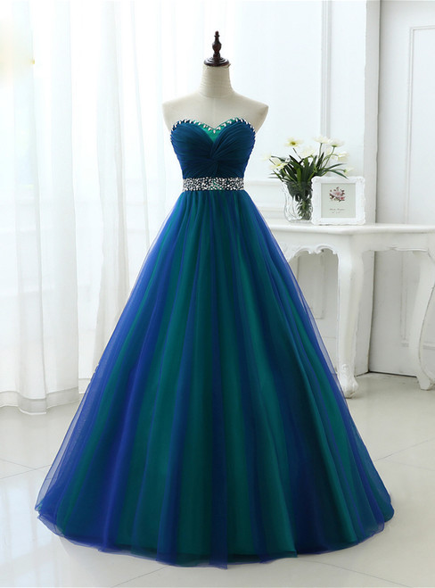 A Line Sexy Long Prom Dresses Sweetheart Soft Tulle