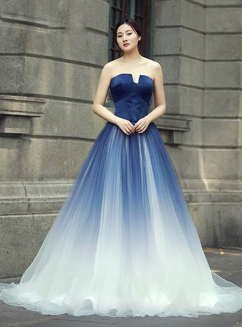 popular blue and white wedding dresses