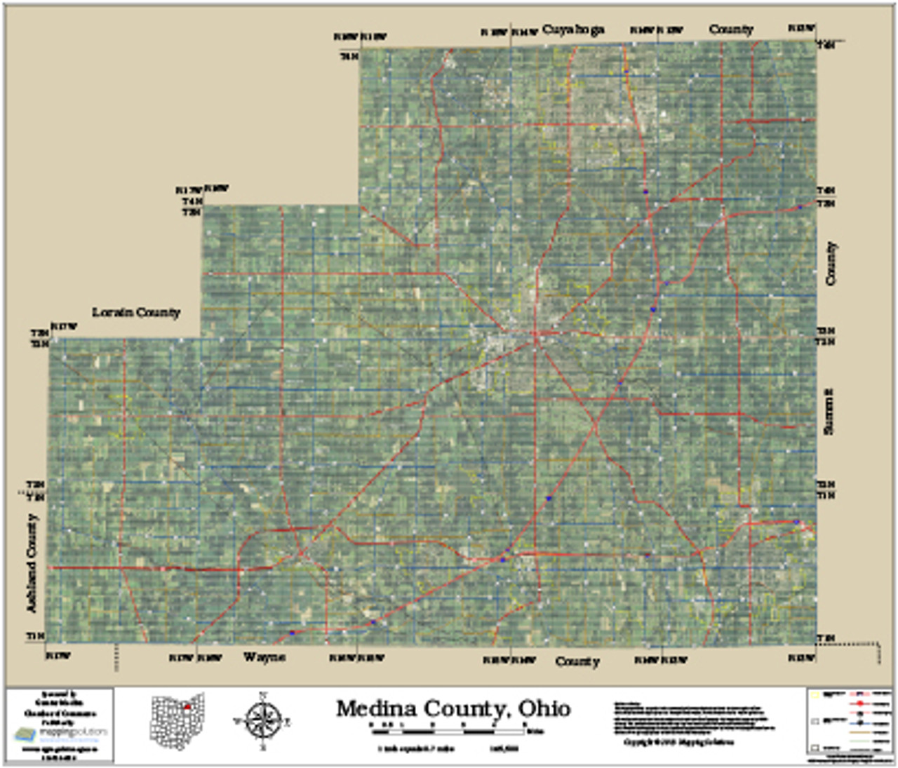 Medina County Ohio 2015 Aerial Map, Medina County Parcel Map 2015