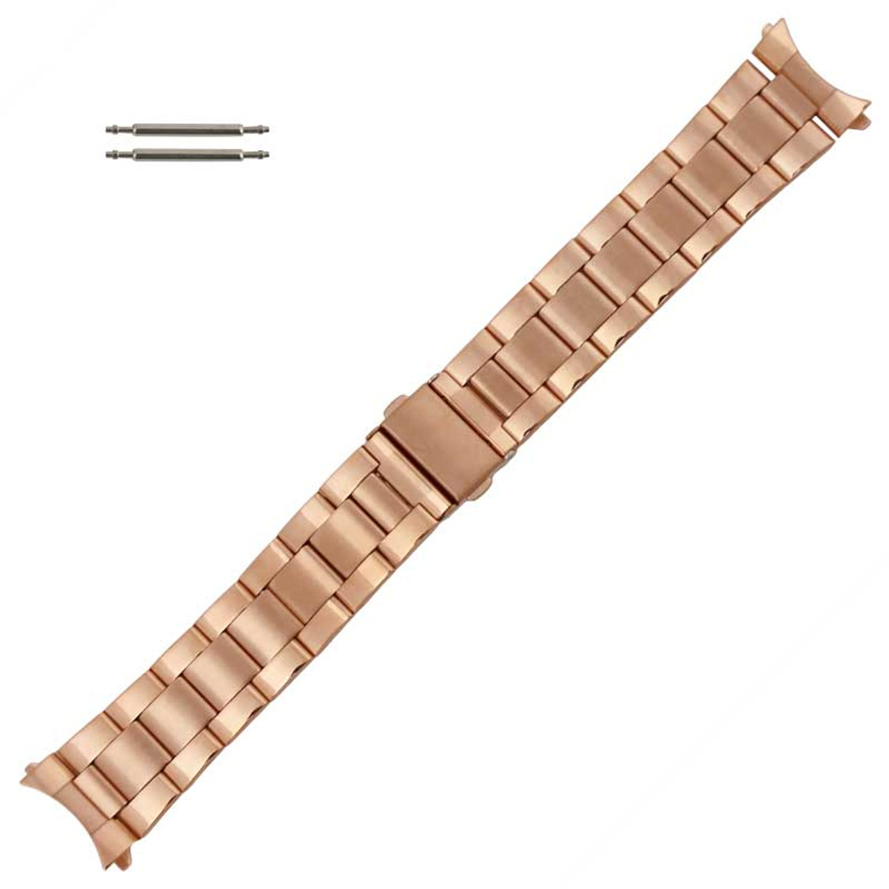 Rose Gold Tone Metal Watch Band Multiple Curved End 18-22MM