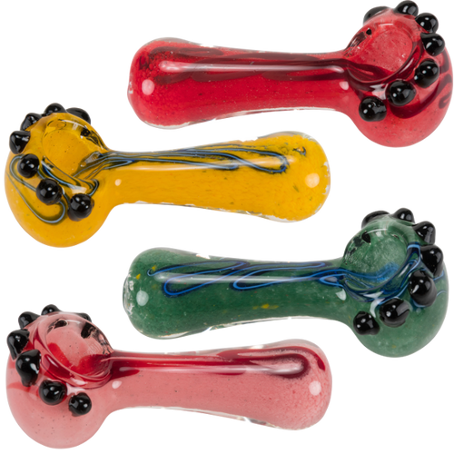 4" Frit & Multi Marbles Glass hand Pipe
