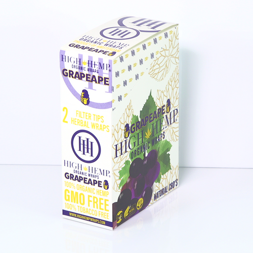 High Hemp Wraps Organic GRAPEAPE | 25 Pouches per Box | 2 Wraps per Pouch