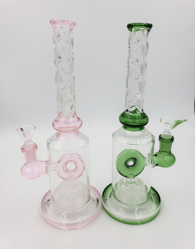 10" Donut/Showerhead Perc Swizel Neck Water Pipe/Bong | Assorted Colors