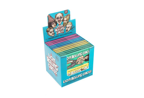 Lion Rolling Circus TRANSPARENT 1 1/4" Cellulose Rolling Papers | 50 leaves per book | 24 Booklets per box