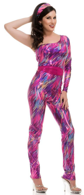 Ladies 80s Ya-Zzercise Jumpsuit Costume - The Costume Shoppe