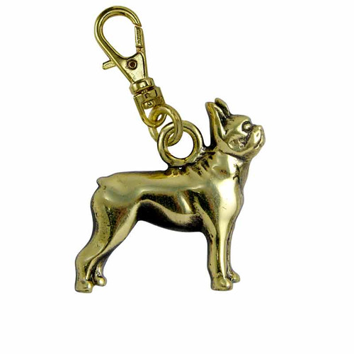 Boston Terrier Brass Zipper Pull