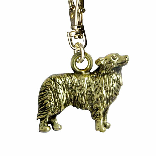 Border Collie Brass Zipper Pull