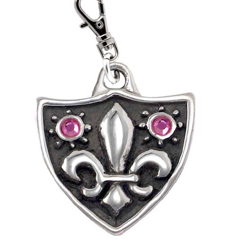 Fleur de Lys Dog Tag with Swarovski Crystals Silver