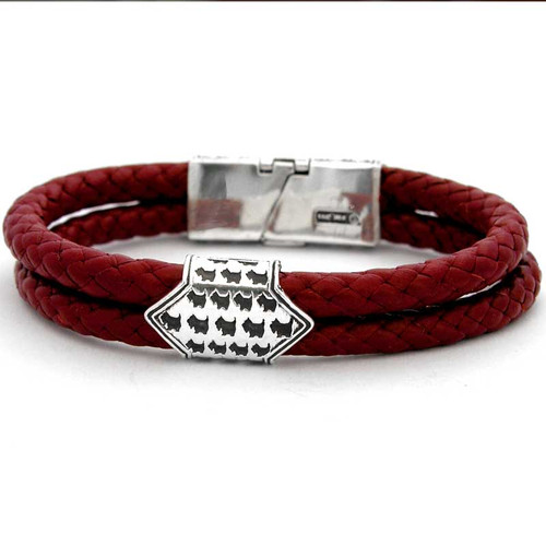 Scottie Clasp Braided Leather Bracelet
