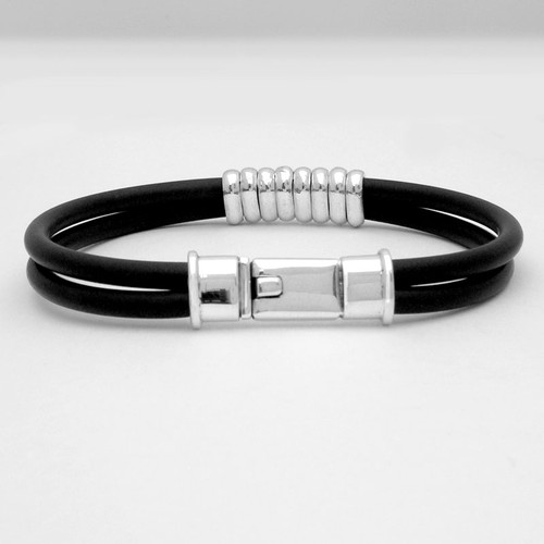 Box Clasp Banded Rubber Bracelet Mens