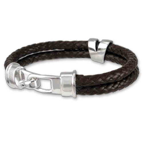 Hook Clasp Braided Leather Bracelet for men and women