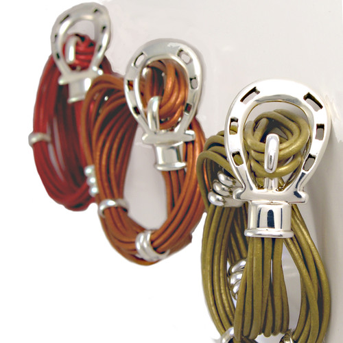 Horse Shoe Clasp Leather Wrap Bracelet