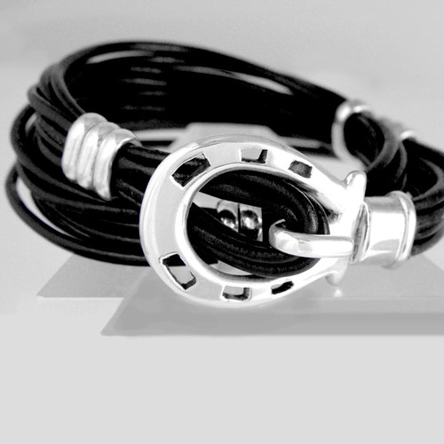 Horse Shoe Clasp Leather Wrap Bracelet
