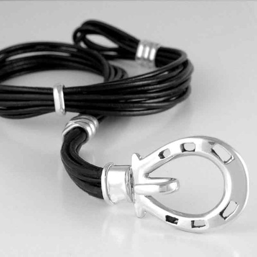 Horse Shoe Clasp Leather Wrap Bracelet