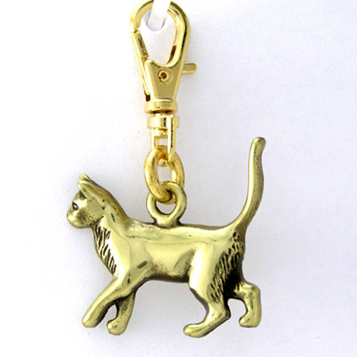 Siamese Cat Brass Zipper Pull Charm