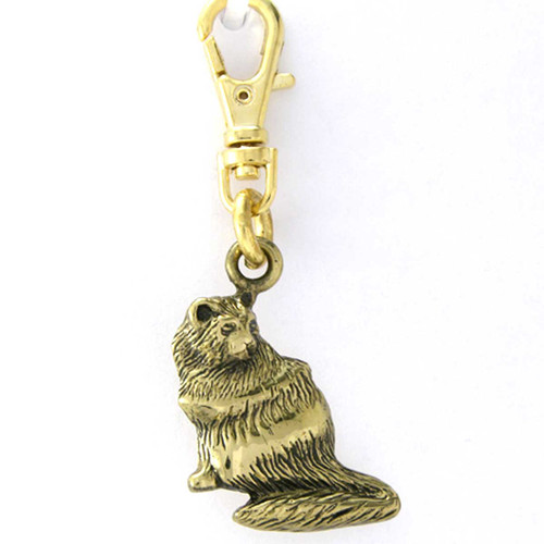 Brass Persian Cat Zipper Pull Charm