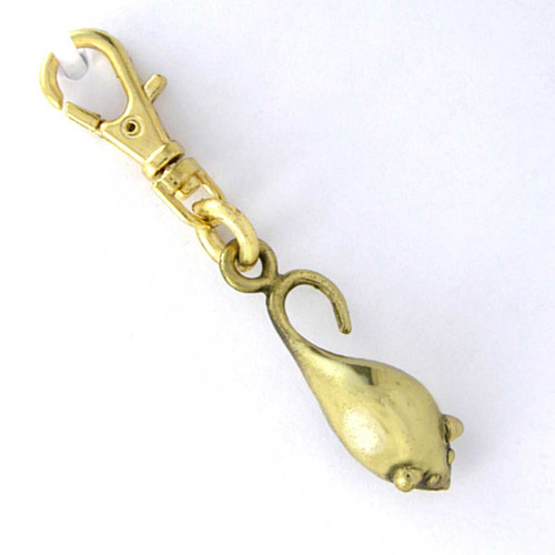 Brass Mouse Zipper Pull Charm