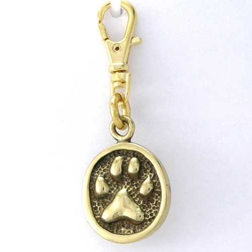 Cat Paw Print Zipper Pull Charm Brass