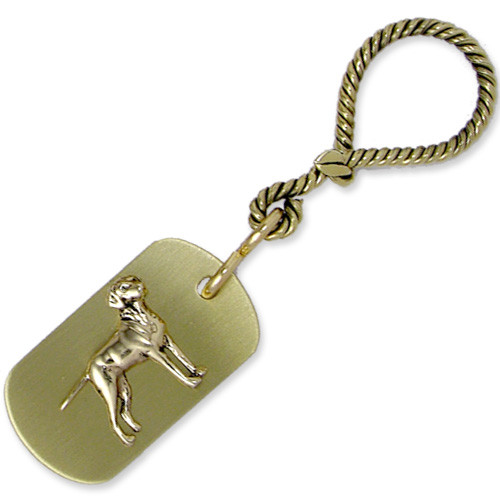 Brass ARF Tag with Vizsla on Twisted Nautical Keychain - horizontal