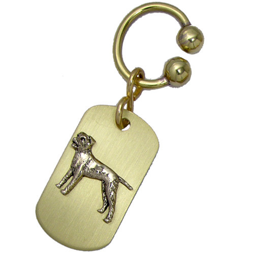 Brass ARF Tag with Border Terrier on Classic U Keychain - vertical