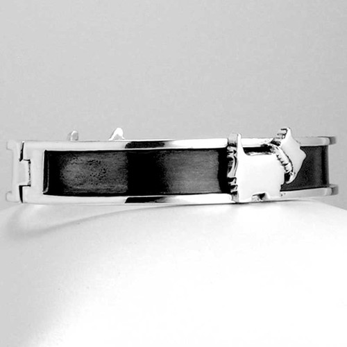 Bangle Bracelet in Black Heavy Silver with Dog