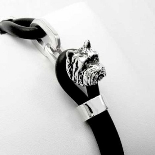 Cairn Terrier Silver and Rubber Bracelet