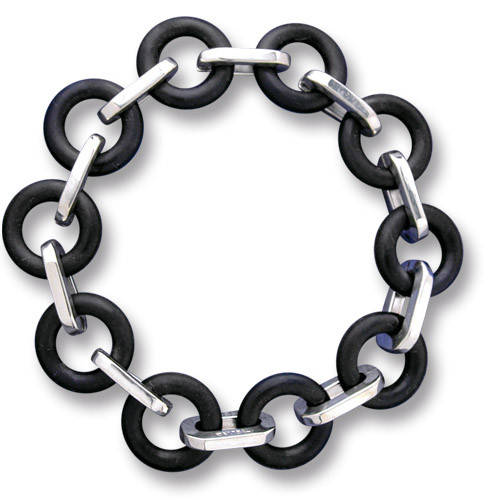 Metro Silver and Rubber Link Bracelet