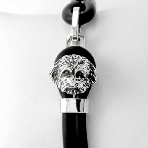 Maltipoo Silver and Rubber Bracelet