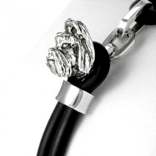 Shih Tzu Silver and Rubber Bracelet
