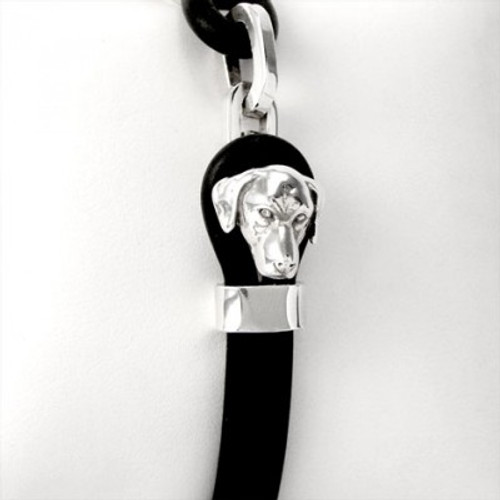 Vizsla Silver and Rubber Bracelet