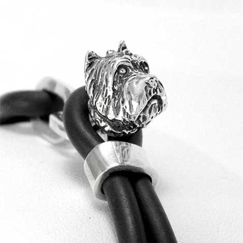Westie Silver and Rubber Bracelet