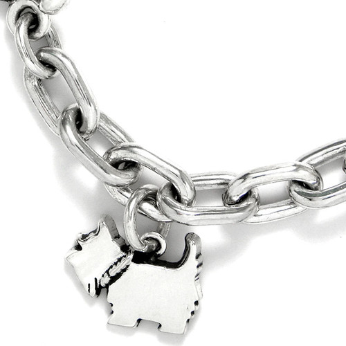 Sterling Silver small smooth link bracelet - handmade
Small Charm shown here