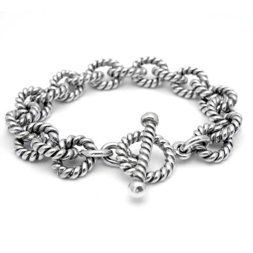 Twisted Silver Link Bracelet - Heavy