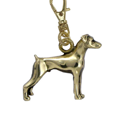 Doberman Pinscher Brass flop ears Zipper Pull