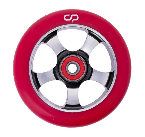 Crisp 5 Spoke Wheel - 100mm - Red on Black Crisp 5 Spoke Wheel - 100mm - Red on Black
