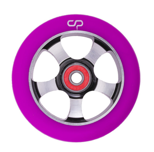 Crisp 5 Spoke Wheel - 100mm - Purple on Black Crisp 5 Spoke Wheel - 100mm - Purple on Black