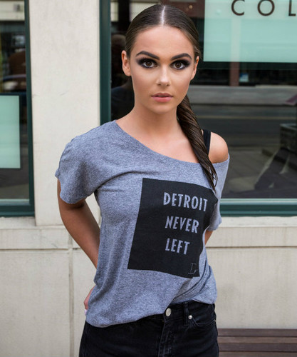 Detroit Never Left™ Wmns Dolman Tee - Grey/Black