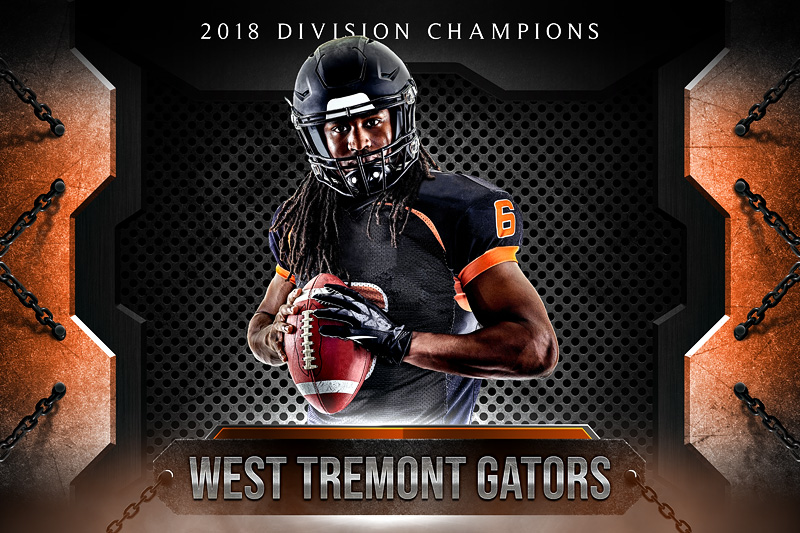 player and team banner sports photo template metal and chains
