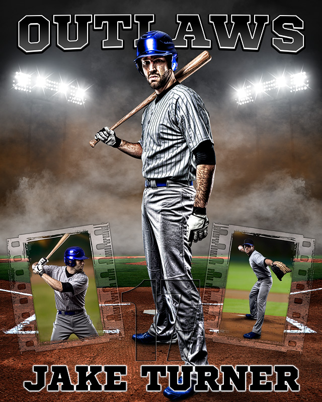 baseball up in smoke photo collage template layered photoshop