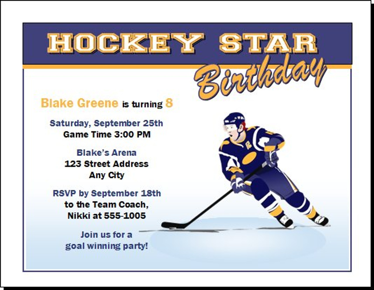 Hockey Birthday Party Invitation
