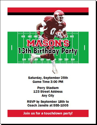 arkansas razorbacks colored football birthday party invitation