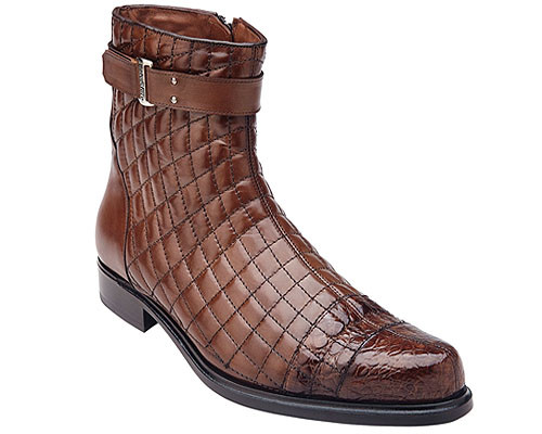 Belvedere Men's Maple Tan Exotic Alligator Toe Diamond Pattern Boot Libero