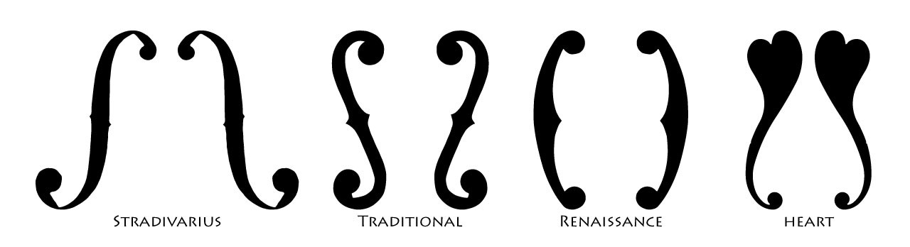 9pc set of f hole stencil templates 4 different classic shapes in