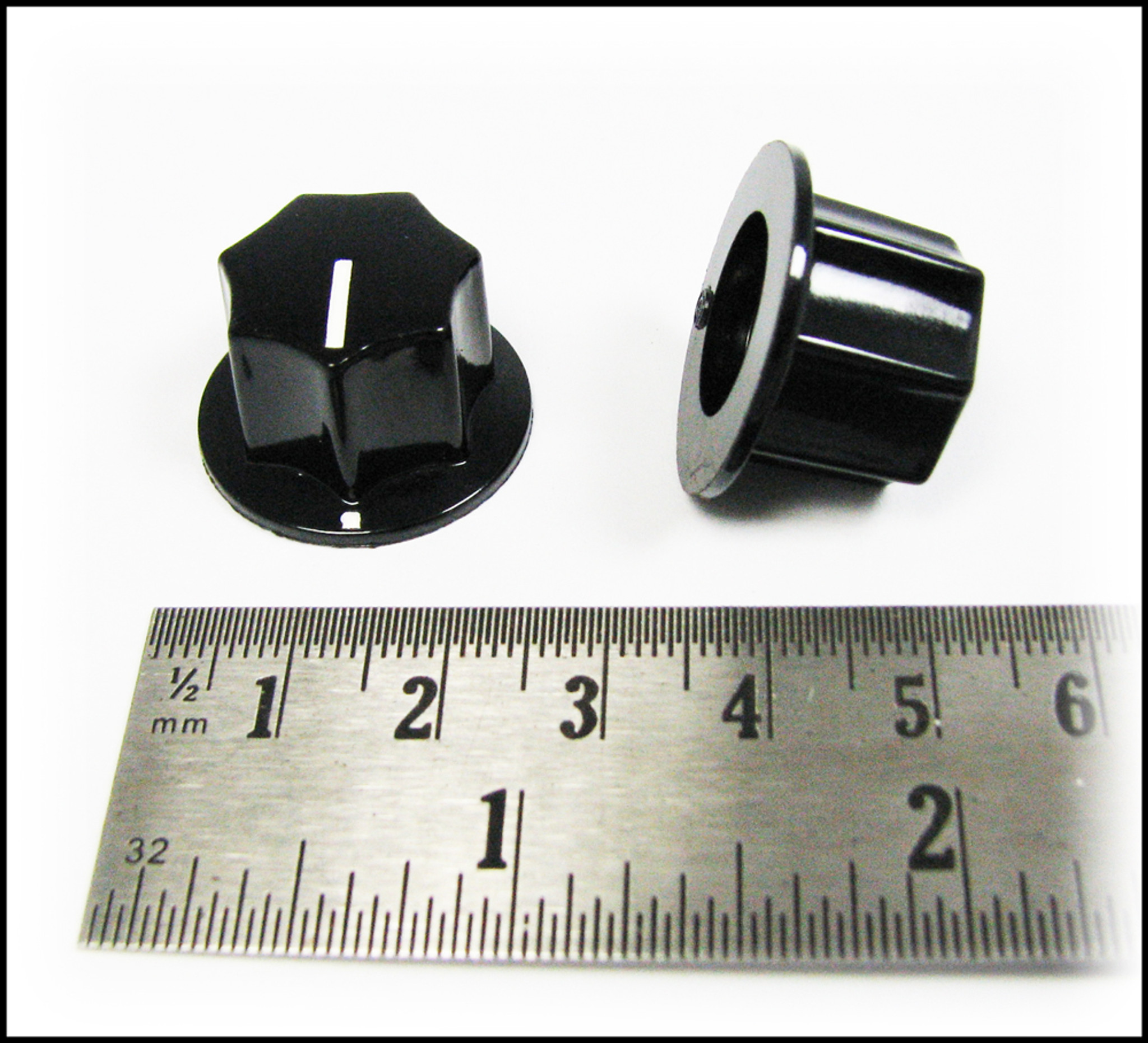 2pack Black Plastic "Top Hat"style Knobs with Set Screw C. B. Gitty
