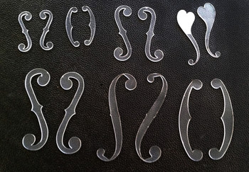 14pc. set of F-hole Stencil Cutouts - use as decorative elements or positive stencils 14pc. set of F-hole Stencil Cutouts - use as decorative elements or positive stencils
