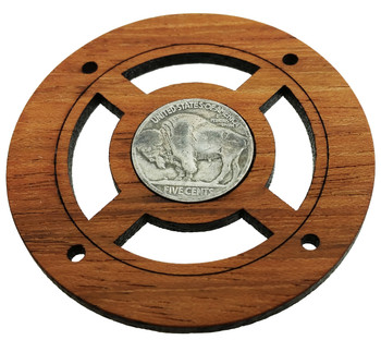 "Buffalo Nickel" (Back Side) Vintage Coin Sound Hole Cover for Cigar Box Guitars "Buffalo Nickel" (Back Side) Vintage Coin Sound Hole Cover for Cigar Box Guitars